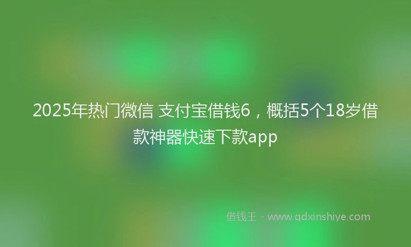 2025年热门微信 支付宝借钱6，概括5个18岁借款神器快速下款app
