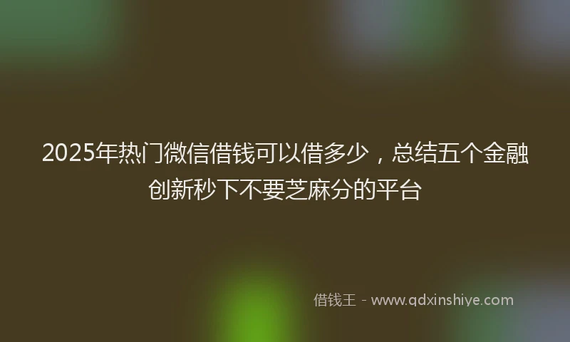 2025年热门微信借钱可以借多少，总结五个金融创新秒下不要芝麻分的平台