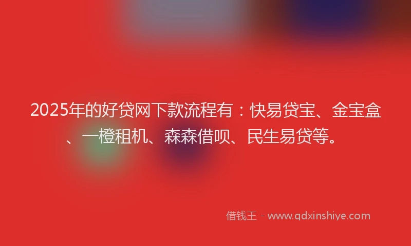 2025年的好贷网下款流程有：快易贷宝、金宝盒、一橙租机、森森借呗、民生易贷等。
