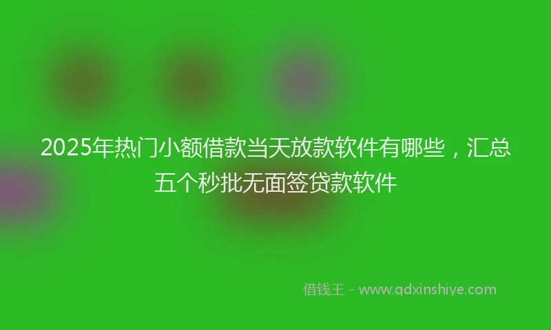 2025年热门小额借款当天放款软件有哪些，汇总五个秒批无面签贷款软件