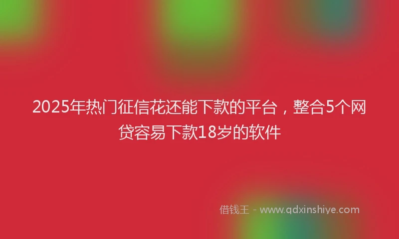 2025年热门征信花还能下款的平台，整合5个网贷容易下款18岁的软件