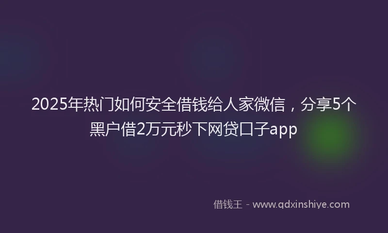 2025年热门如何安全借钱给人家微信，分享5个黑户借2万元秒下网贷口子app