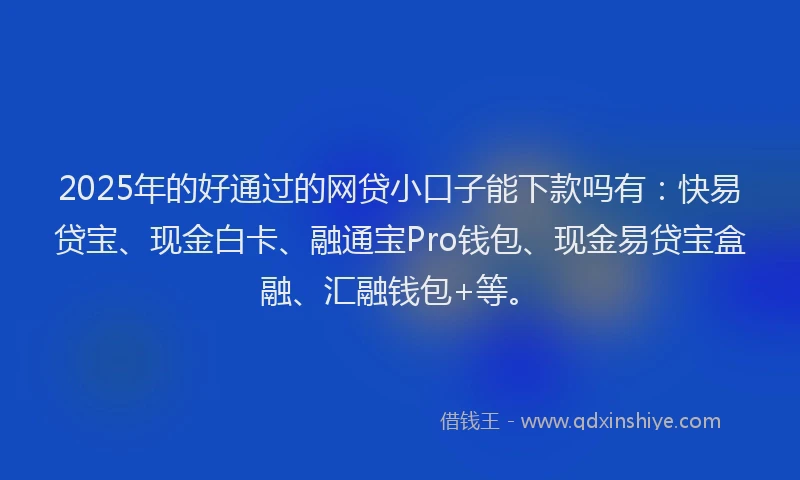 2025年的好通过的网贷小口子能下款吗有：快易贷宝、现金白卡、融通宝Pro钱包、现金易贷宝盒融、汇融钱包+等。