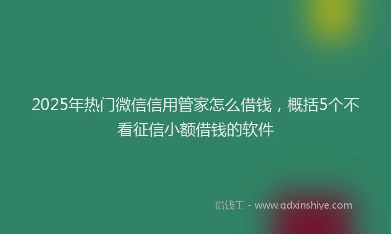 2025年热门微信信用管家怎么借钱，概括5个不看征信小额借钱的软件