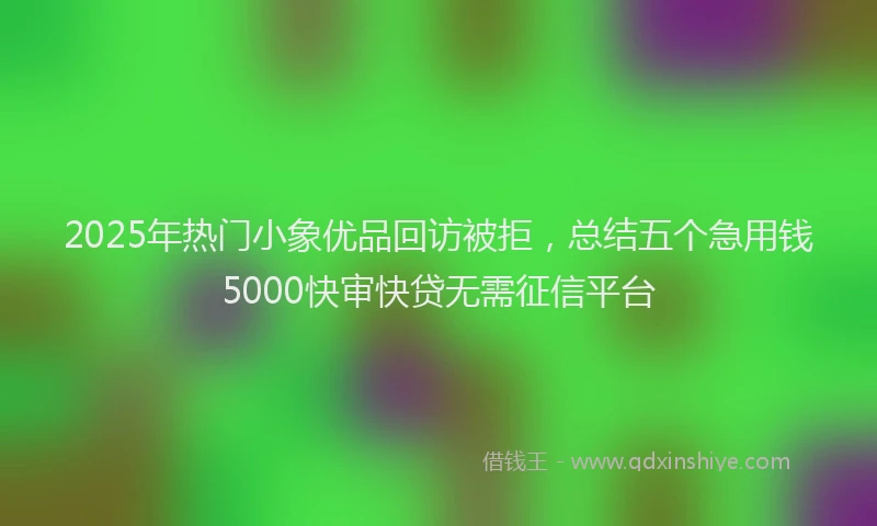 2025年热门小象优品回访被拒，总结五个急用钱5000快审快贷无需征信平台