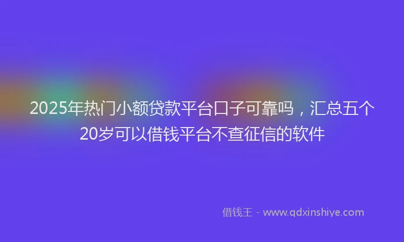 2025年热门小额贷款平台口子可靠吗，汇总五个20岁可以借钱平台不查征信的软件