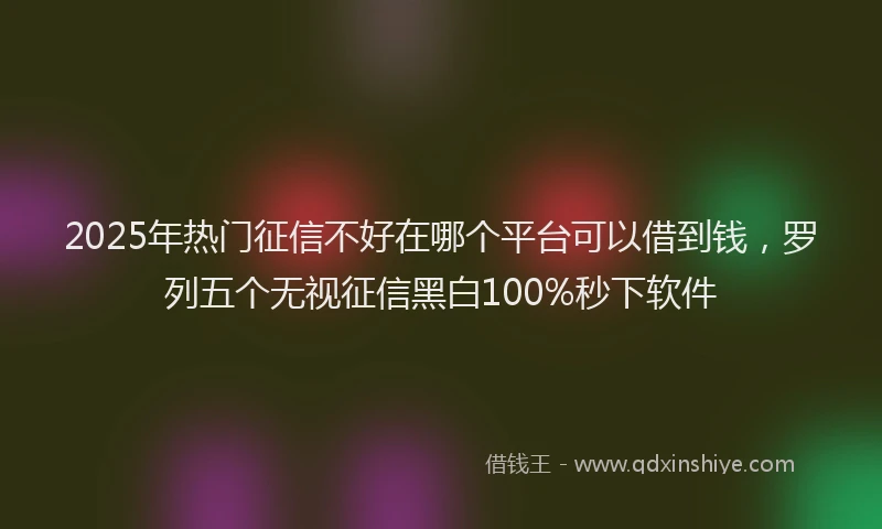 2025年热门征信不好在哪个平台可以借到钱，罗列五个无视征信黑白100%秒下软件