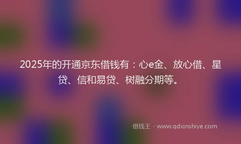 2025年的开通京东借钱有：心e金、放心借、星贷、信和易贷、树融分期等。