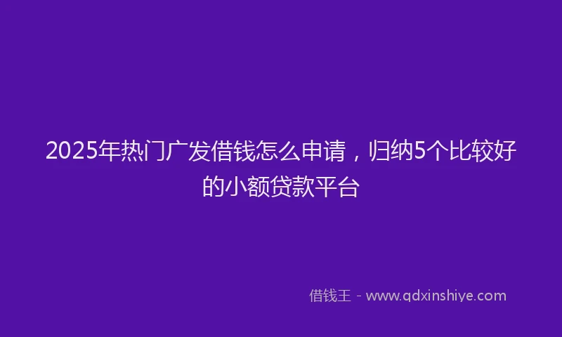 2025年热门广发借钱怎么申请，归纳5个比较好的小额贷款平台