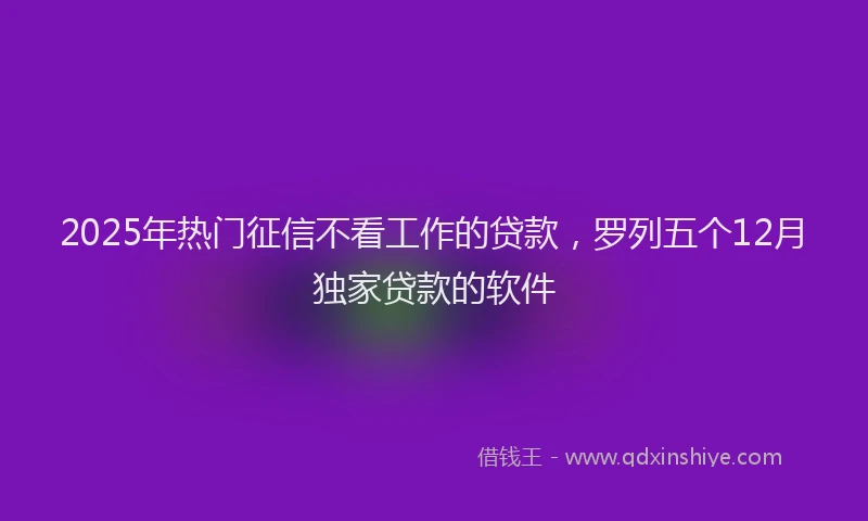 2025年热门征信不看工作的贷款，罗列五个12月独家贷款的软件