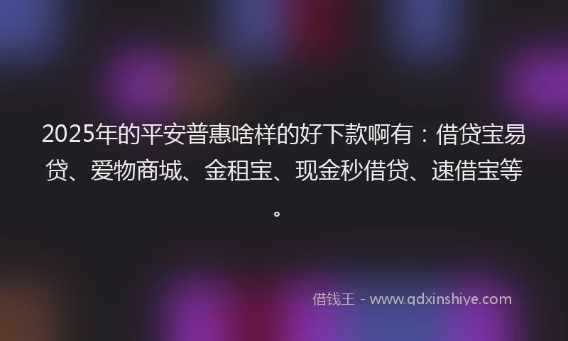 2025年的平安普惠啥样的好下款啊有：借贷宝易贷、爱物商城、金租宝、现金秒借贷、速借宝等。