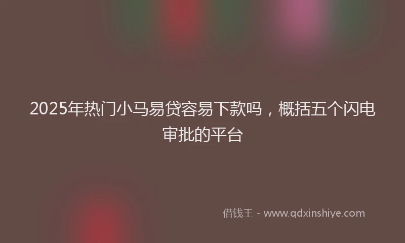 2025年热门小马易贷容易下款吗，概括五个闪电审批的平台