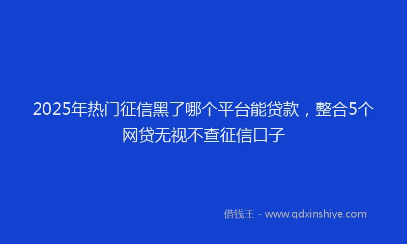 2025年热门征信黑了哪个平台能贷款，整合5个网贷无视不查征信口子