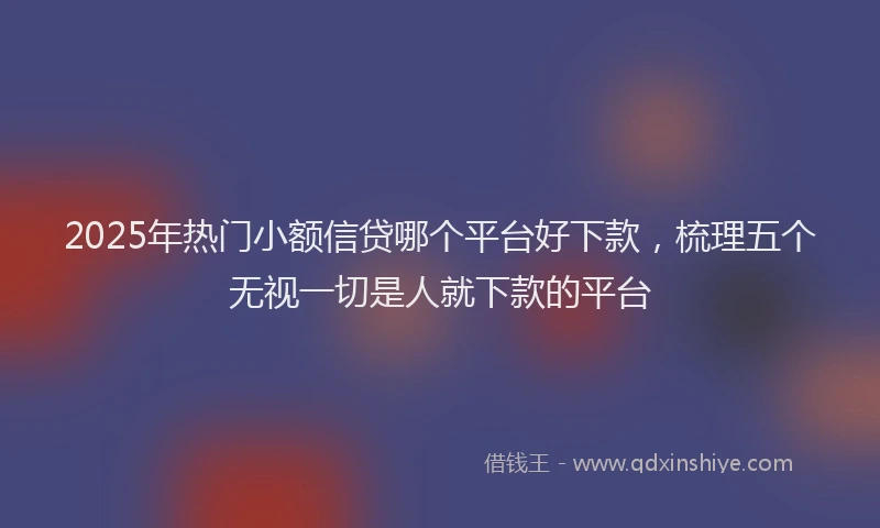 2025年热门小额信贷哪个平台好下款，梳理五个无视一切是人就下款的平台