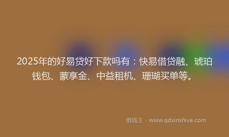2025年的好易贷好下款吗有：快易借贷融、琥珀钱包、蒙享金、中益租机、珊瑚买单等。