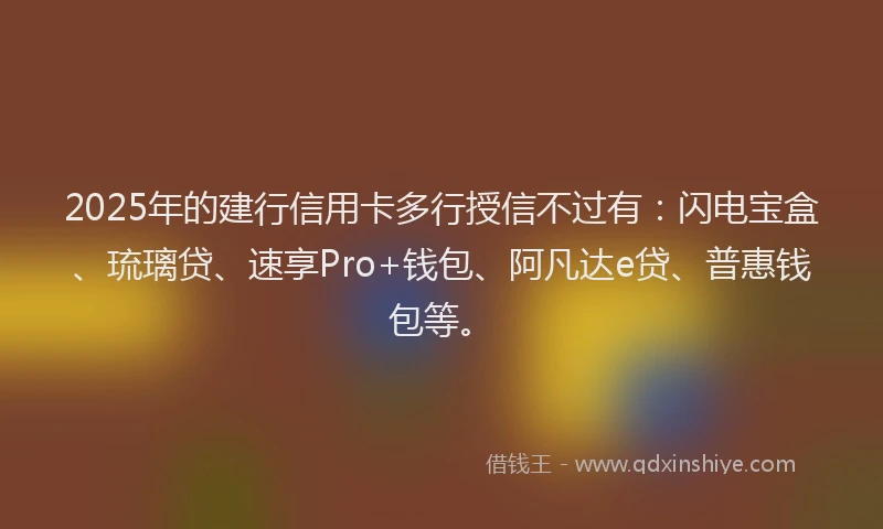 2025年的建行信用卡多行授信不过有：闪电宝盒、琉璃贷、速享Pro+钱包、阿凡达e贷、普惠钱包等。