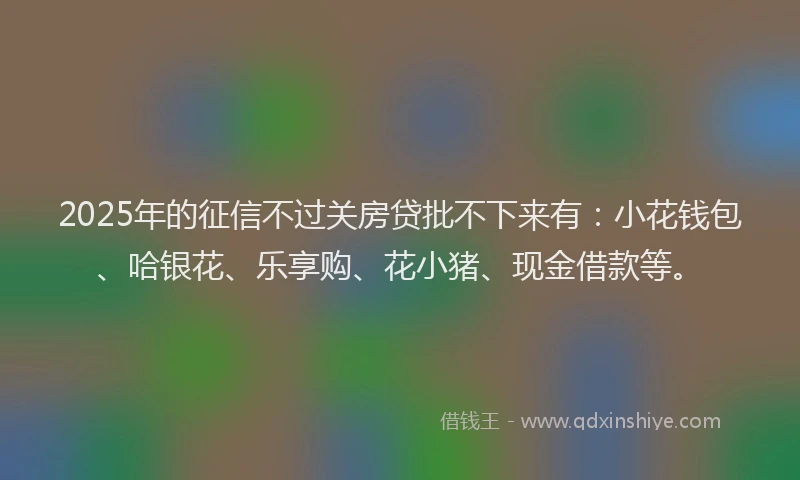 2025年的征信不过关房贷批不下来有：小花钱包、哈银花、乐享购、花小猪、现金借款等。