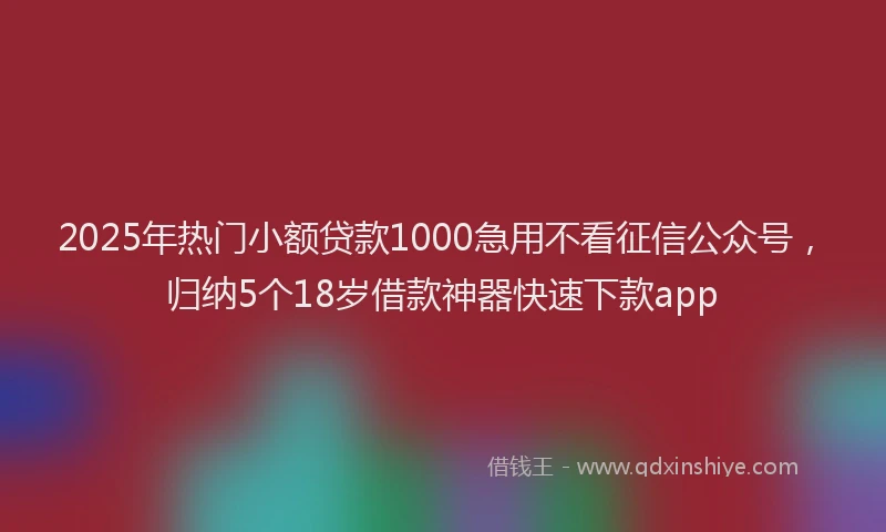 2025年热门小额贷款1000急用不看征信公众号，归纳5个18岁借款神器快速下款app