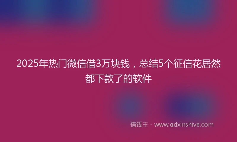 2025年热门微信借3万块钱，总结5个征信花居然都下款了的软件
