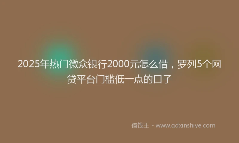 2025年热门微众银行2000元怎么借，罗列5个网贷平台门槛低一点的口子