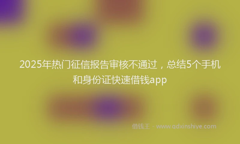 2025年热门征信报告审核不通过，总结5个手机和身份证快速借钱app