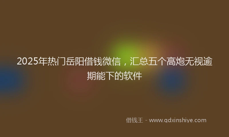 2025年热门岳阳借钱微信，汇总五个高炮无视逾期能下的软件
