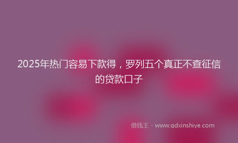 2025年热门容易下款得，罗列五个真正不查征信的贷款口子
