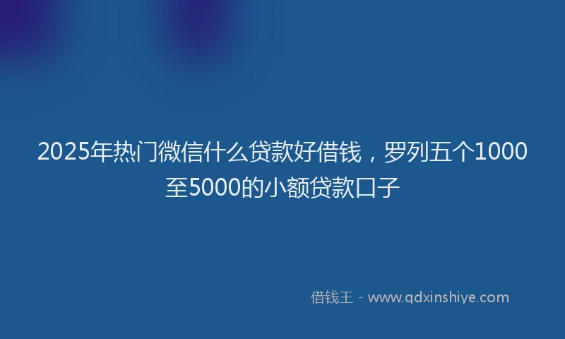 2025年热门微信什么贷款好借钱，罗列五个1000至5000的小额贷款口子