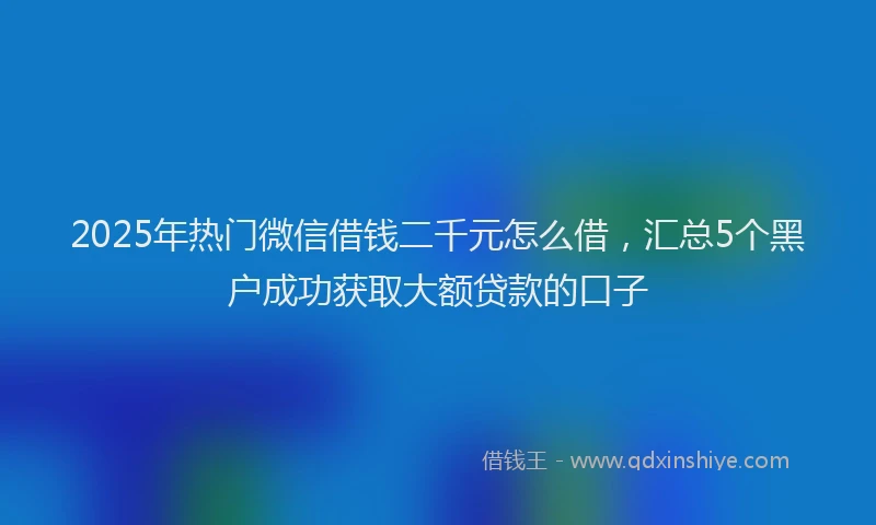 2025年热门微信借钱二千元怎么借，汇总5个黑户成功获取大额贷款的口子