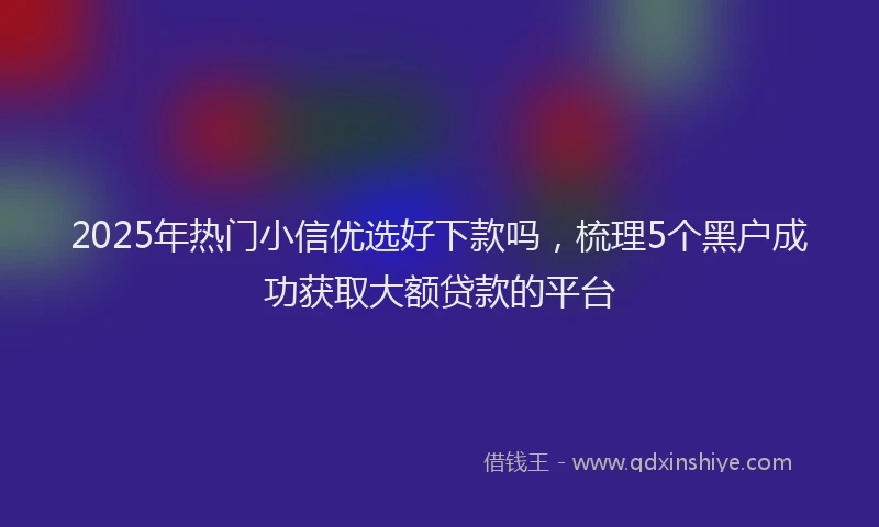 2025年热门小信优选好下款吗，梳理5个黑户成功获取大额贷款的平台