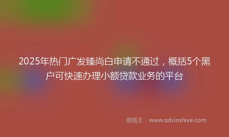 2025年热门广发臻尚白申请不通过，概括5个黑户可快速办理小额贷款业务的平台