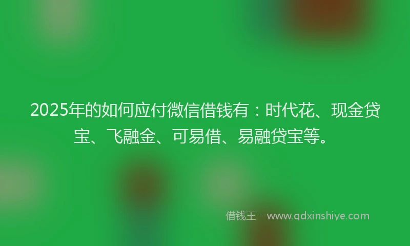 2025年的如何应付微信借钱有：时代花、现金贷宝、飞融金、可易借、易融贷宝等。
