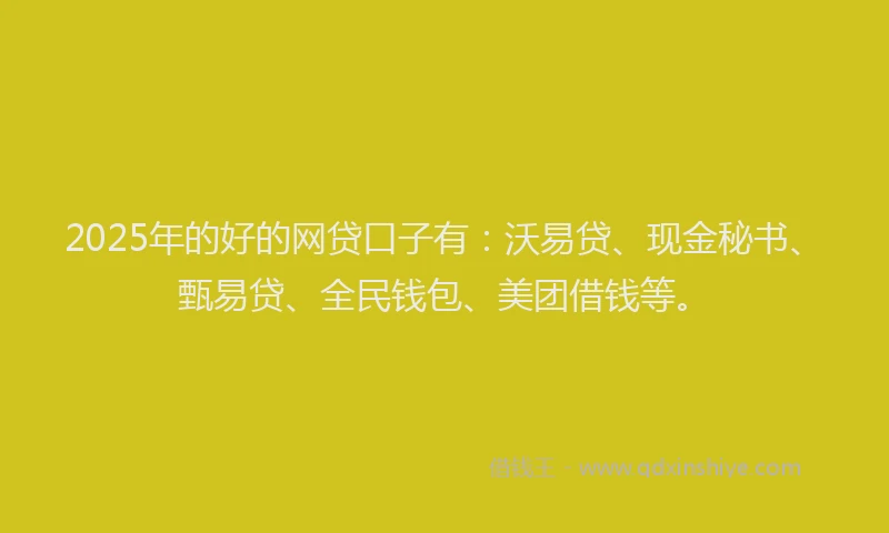 2025年的好的网贷口子有：沃易贷、现金秘书、甄易贷、全民钱包、美团借钱等。