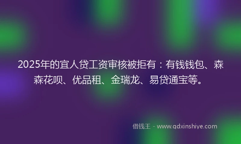 2025年的宜人贷工资审核被拒有：有钱钱包、森森花呗、优品租、金瑞龙、易贷通宝等。