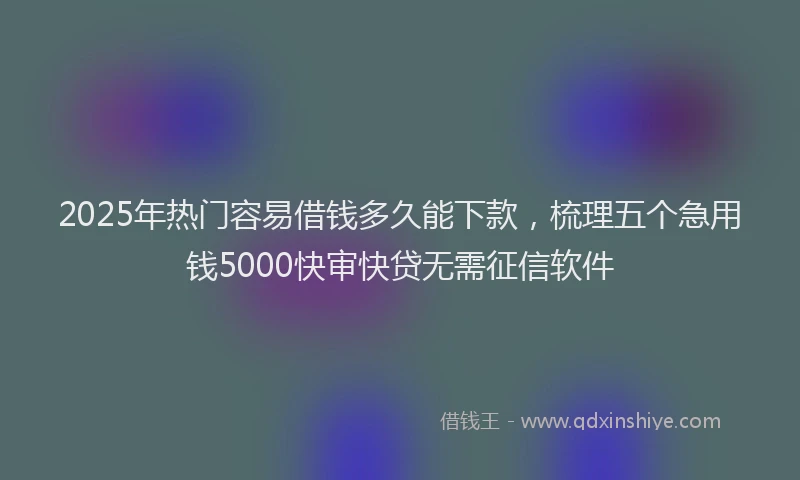 2025年热门容易借钱多久能下款，梳理五个急用钱5000快审快贷无需征信软件