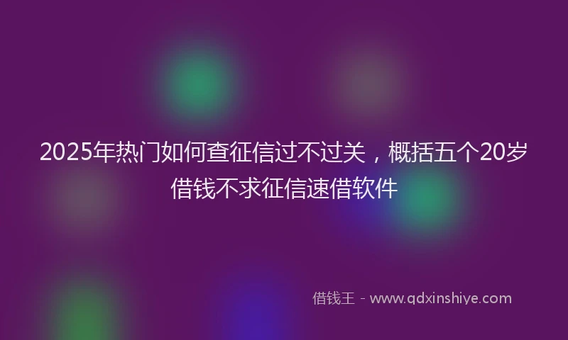 2025年热门如何查征信过不过关，概括五个20岁借钱不求征信速借软件