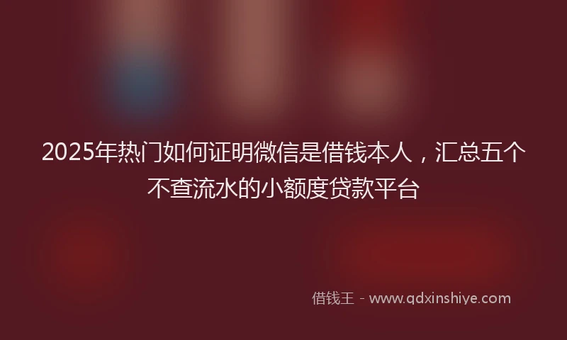 2025年热门如何证明微信是借钱本人，汇总五个不查流水的小额度贷款平台