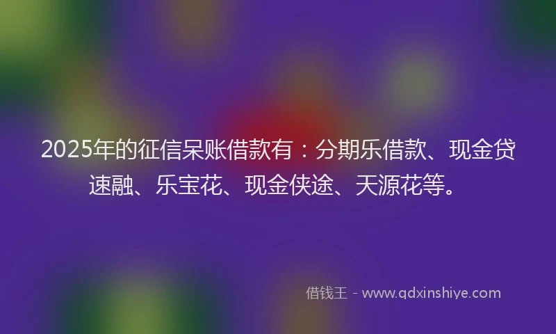 2025年的征信呆账借款有：分期乐借款、现金贷速融、乐宝花、现金侠途、天源花等。