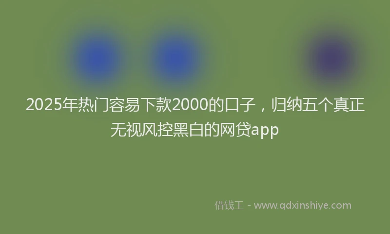 2025年热门容易下款2000的口子，归纳五个真正无视风控黑白的网贷app