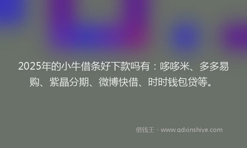 2025年的小牛借条好下款吗有：哆哆米、多多易购、紫晶分期、微博快借、时时钱包贷等。