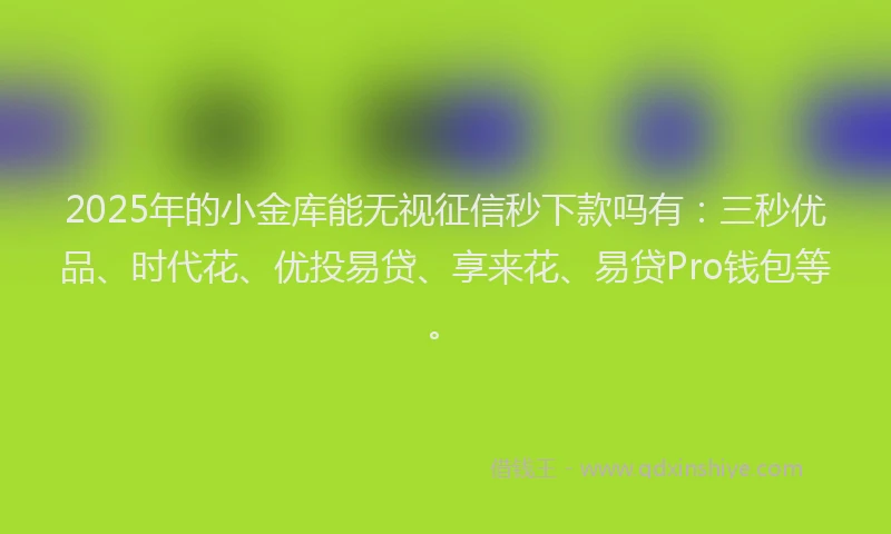 2025年的小金库能无视征信秒下款吗有：三秒优品、时代花、优投易贷、享来花、易贷Pro钱包等。