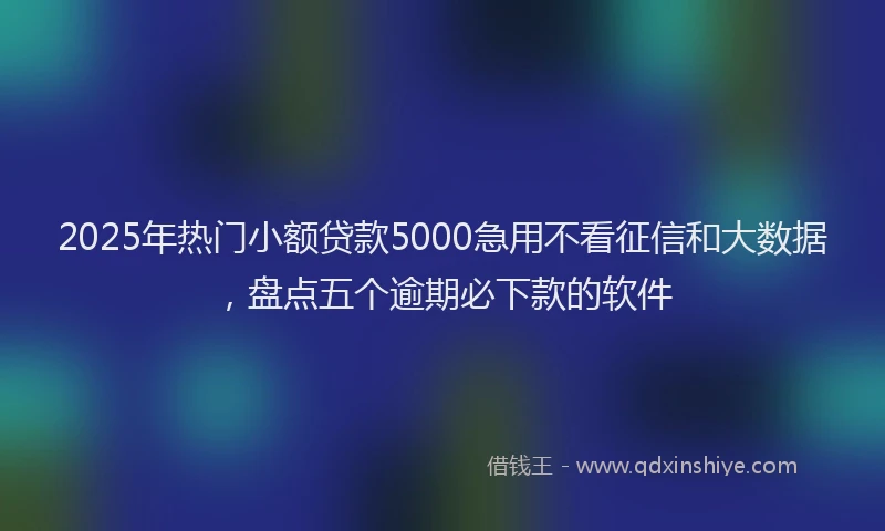 2025年热门小额贷款5000急用不看征信和大数据，盘点五个逾期必下款的软件
