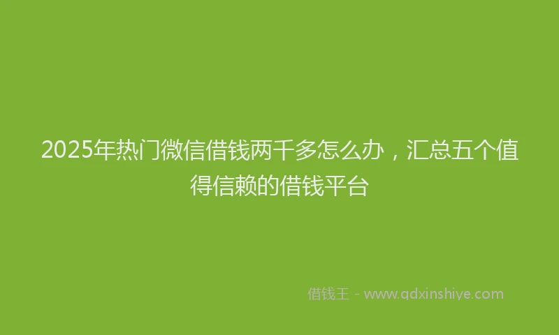 2025年热门微信借钱两千多怎么办，汇总五个值得信赖的借钱平台