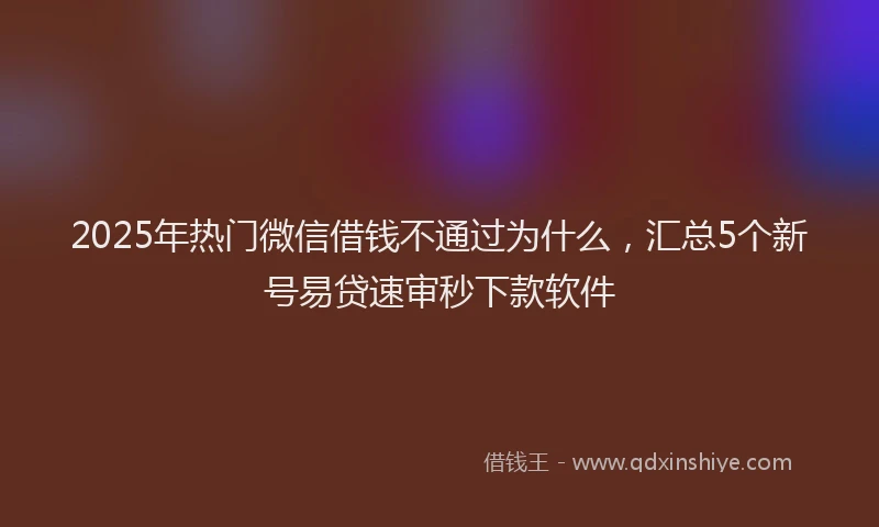 2025年热门微信借钱不通过为什么，汇总5个新号易贷速审秒下款软件