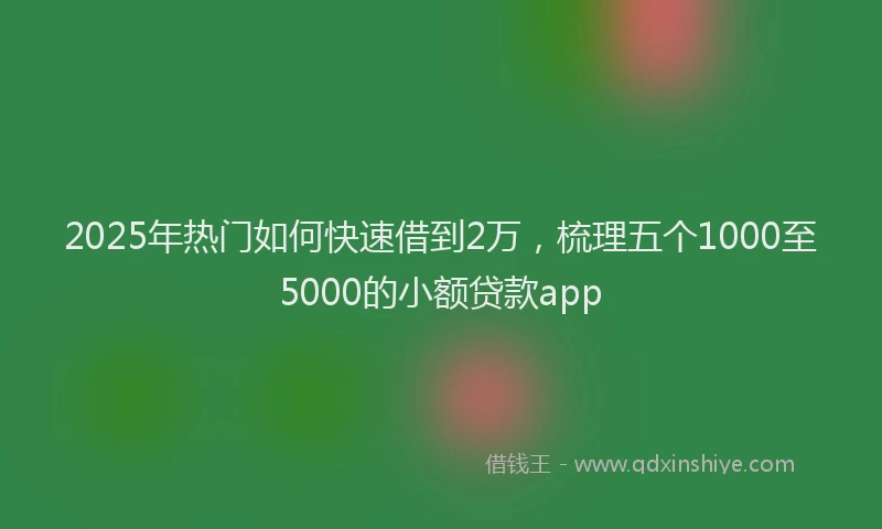 2025年热门如何快速借到2万，梳理五个1000至5000的小额贷款app