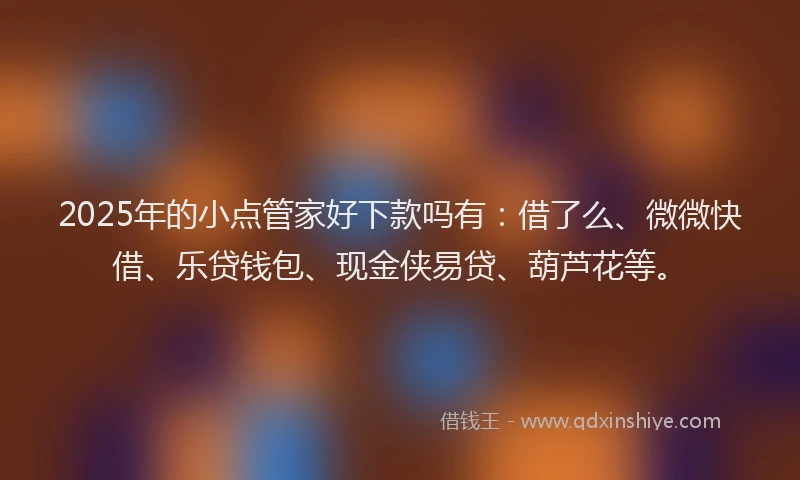 2025年的小点管家好下款吗有：借了么、微微快借、乐贷钱包、现金侠易贷、葫芦花等。
