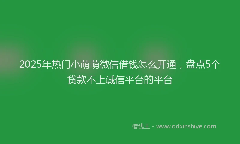 2025年热门小萌萌微信借钱怎么开通，盘点5个贷款不上诚信平台的平台