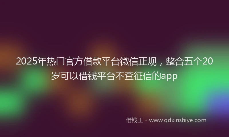 2025年热门官方借款平台微信正规，整合五个20岁可以借钱平台不查征信的app