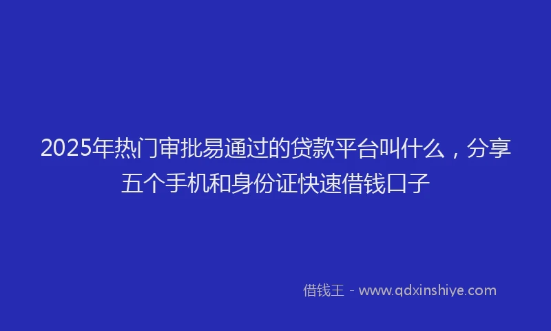 2025年热门审批易通过的贷款平台叫什么，分享五个手机和身份证快速借钱口子