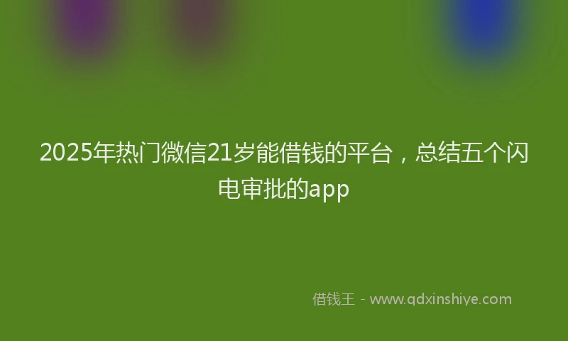 2025年热门微信21岁能借钱的平台，总结五个闪电审批的app